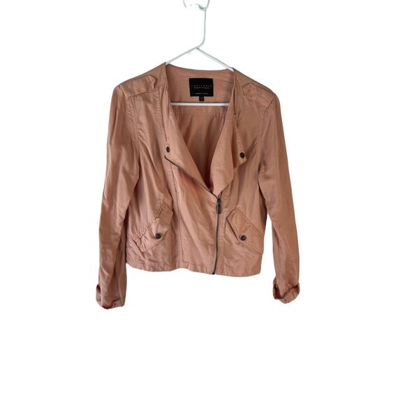 Sanctuary Women's Size Medium Light Pink Soft 100% Lyocell Moto Jacket - Picture 2 of 7